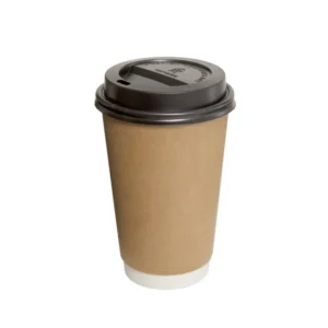 Vaso café papel doble capa 8 oz con tapa negra