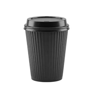 Vaso papel Ripple 8 oz negro con tapa negra